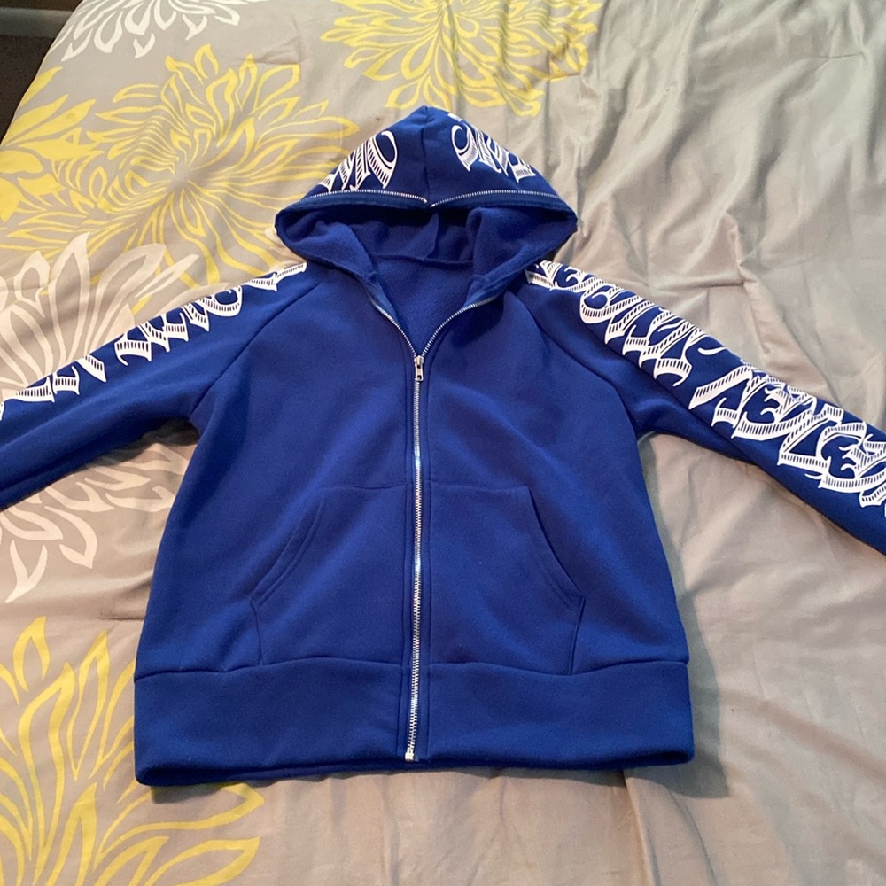 blue graffiti hoodie